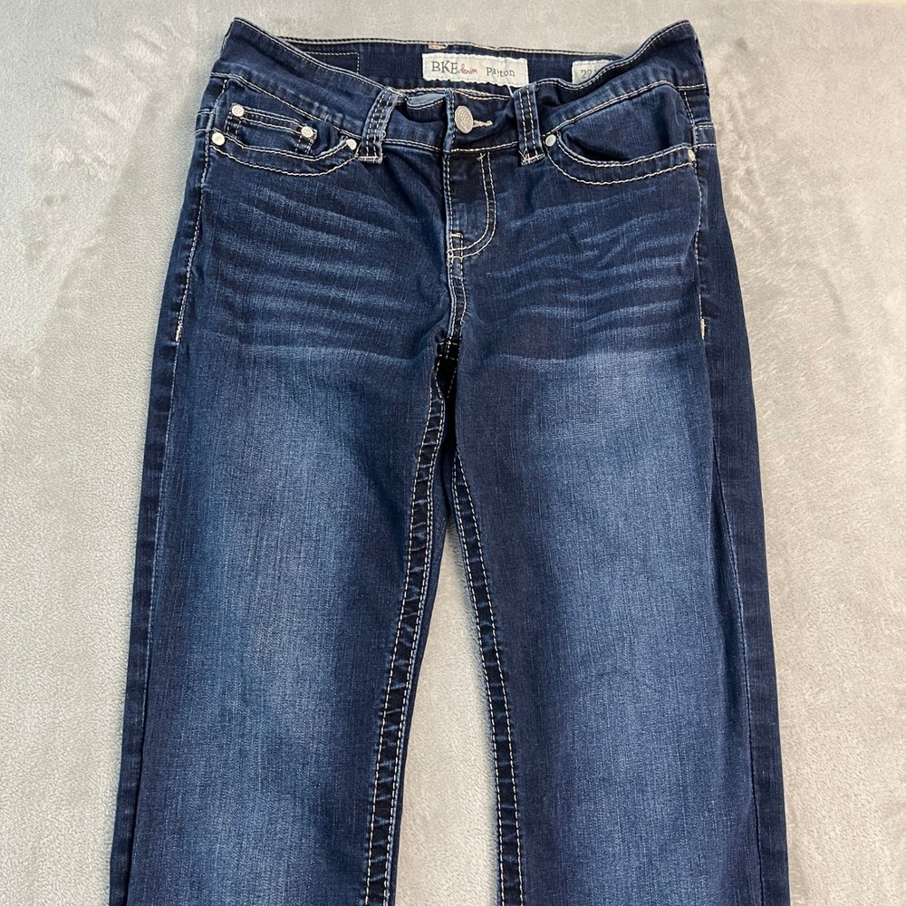 BKE Payton Bootcut Jeans Womens 27XL Dark Wash Stretch Denim 27x35.5 Embroidered - Picture 2 of 15